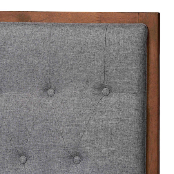 Baxton Studio Bryn Classic and Traditional Grey Fabric and Walnut Brown Finished Wood King Size Platform Bed - 237-12639-9412-ZORO