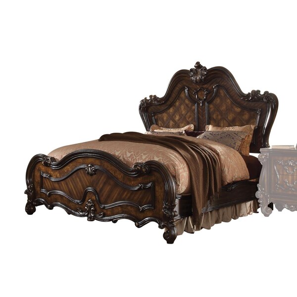Homeroots 74 x 93 x 72 in. Cherry Oak Wood Poly Resin Queen Bed - 348182