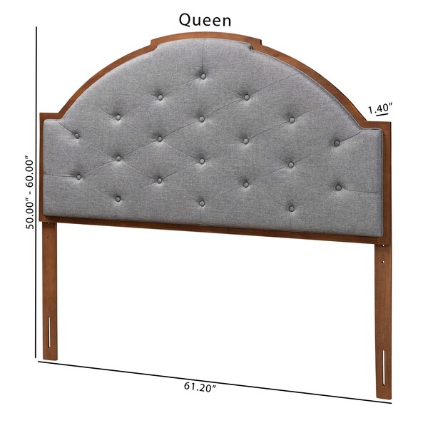 Baxton Studio Madeline Classic and Traditional Grey Fabric and Walnut Brown Finished Wood King Size Headboard - 237-12653-ZORO