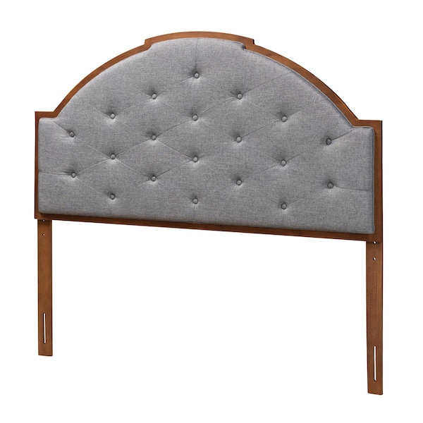 Baxton Studio Madeline Classic and Traditional Grey Fabric and Walnut Brown Finished Wood King Size Headboard - 237-12653-ZORO