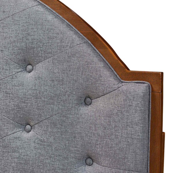 Baxton Studio Madeline Classic and Traditional Grey Fabric and Walnut Brown Finished Wood King Size Headboard - 237-12653-ZORO