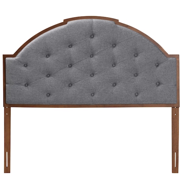 Baxton Studio Madeline Classic and Traditional Grey Fabric and Walnut Brown Finished Wood King Size Headboard - 237-12653-ZORO