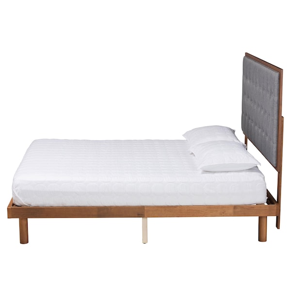 Baxton Studio Bellini Classic and Traditional Grey Fabric and Walnut Brown Finished Wood King Size Platform Bed - 237-12639-11889-ZORO