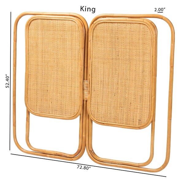 Bali & Pari Gowan Modern Bohemian Natural Brown Rattan King Size Standalone Headboard - 241-13401-ZORO