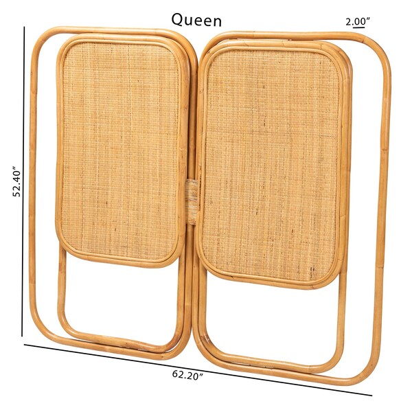 Bali & Pari Gowan Modern Bohemian Natural Brown Rattan King Size Standalone Headboard - 241-13401-ZORO