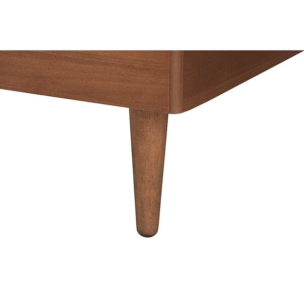 Baxton Studio Garron Mid-Century Modern Grey Fabric and Walnut Brown Wood Queen Size Platform Bed - 246-12644-9814-ZORO