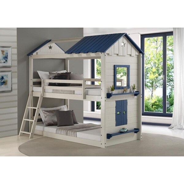 Convenience Concepts PD-1580TTLGB Twin Over Star Gaze Bunk Bed Grey & Blue - HI3175082