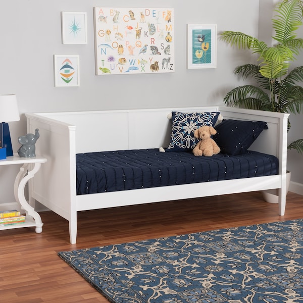 Baxton Studio Viva Classic and Traditional White Finished Wood Twin Size Daybed - 224-12600-ZORO