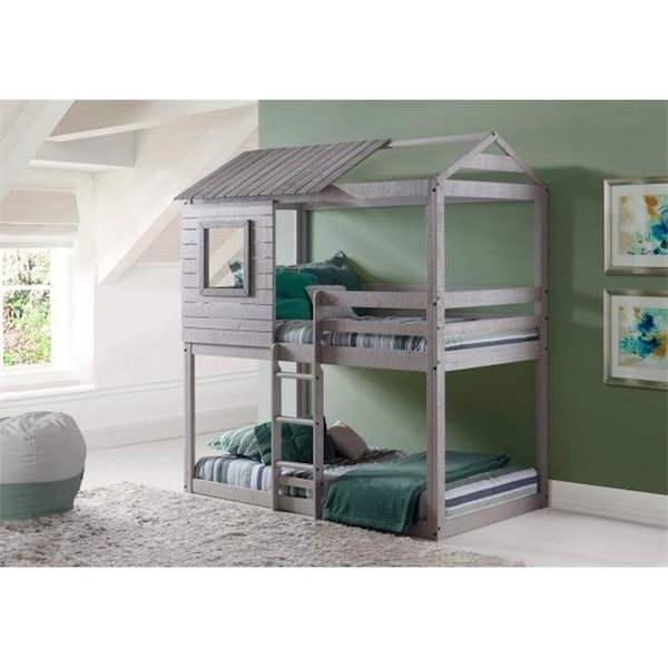 Donco Kids Donco Kids PD-1370TTLG Deer Blind Twin Over Twin Size Bunk Loft Bed; Light Grey - PD_1370TTLG