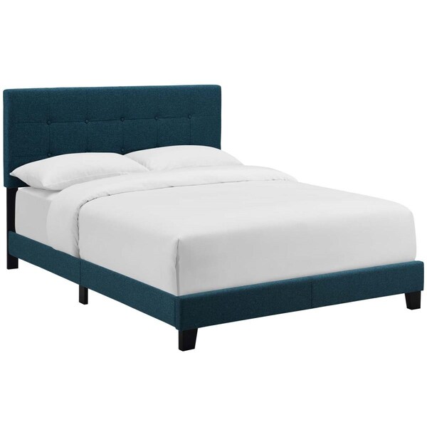 Modway Furniture 85.5 in. Amira Upholstered Fabric Bed, Azure - King Size - MOD-6002-AZU