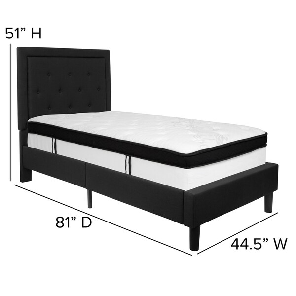 Flash Furniture Twin Platform Bed Set, Black - SL-BMF-21-GG