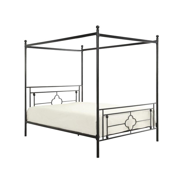 Made4Mattress 77 in. Queen Size Hosta Metal Canopy Platform Bed with Round Post - Vintage - MA1360775