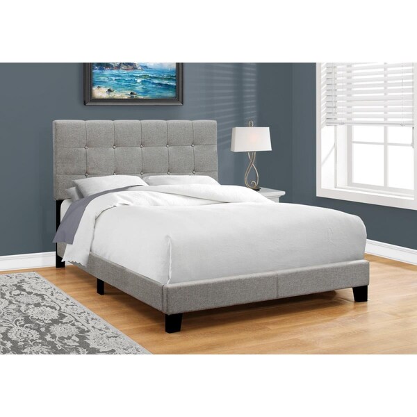 Gfancy Fixtures 45.75 in. Solid Wood MDF Foam & Linen Full Size Bed - GF3652780