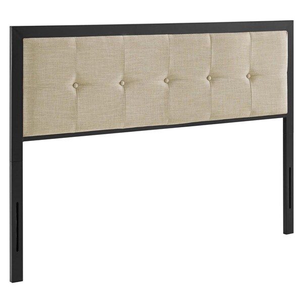 Modway Furniture Teagan Tufted Headboard, Black Beige - Full Size - MOD-6174-BLK-BEI