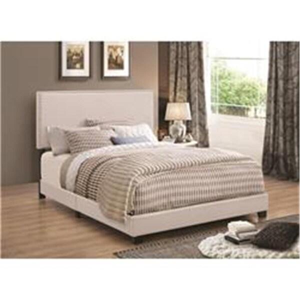 Benzara 49.5 x 57.75 x 81.25 in. Full Size Upholstered Bed - Ivory - BM172141