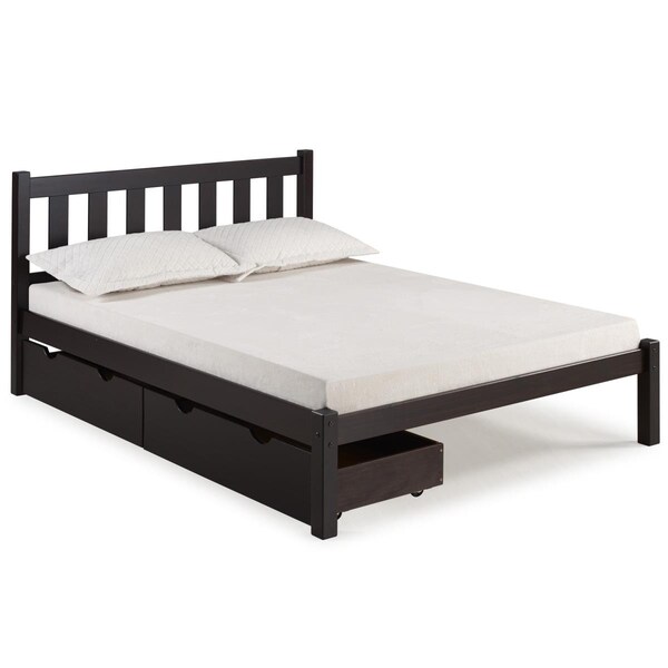 Kd Cama De Bebe Poppy Full Size Wood Platform Bed with Storage Drawers Espresso - KD3843126