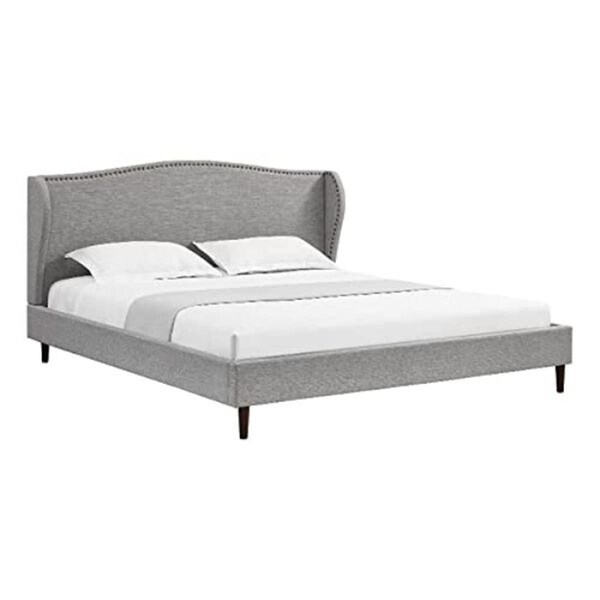 Comfortcorrect Adelyne Linen Platform Bed for Unisex, Grey - King Size - CO3652916