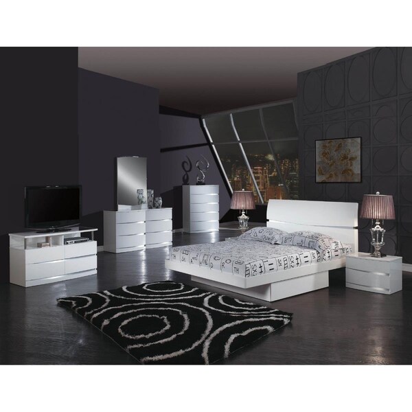 Gfancy Fixtures 60 x 80 x 42.5 in. Queen Modern White High Gloss Bedroom Set - 4 Piece - GF3708072