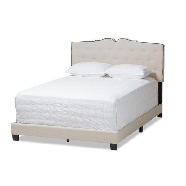 Baxton Studio Baxton Studio CF8747-P-Light Beige-Queen Vivienne Modern & Contemporary Light Beige Fabric Upholstered Queen Size Bed - CF8747-P-LIGHT BEIGE-QUEEN