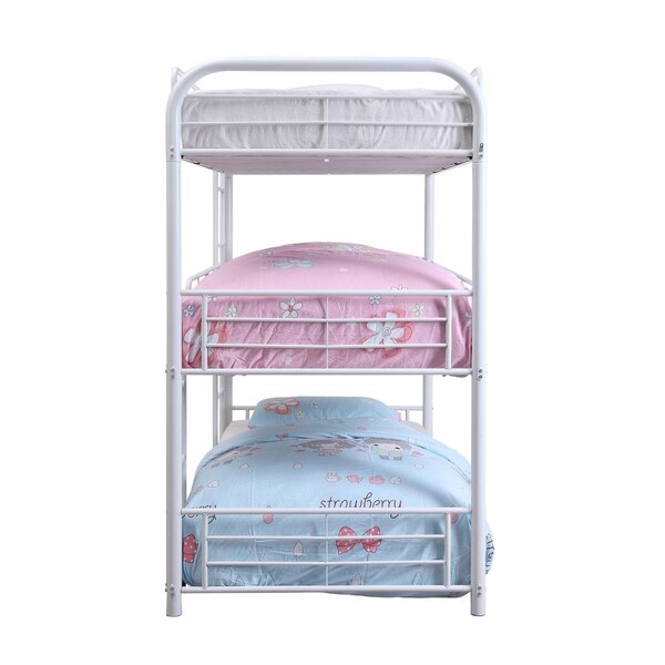 Gfancy Fixtures 57 x 79 x 74 in. White Metal Triple Full Bunk Bed - GF3667712