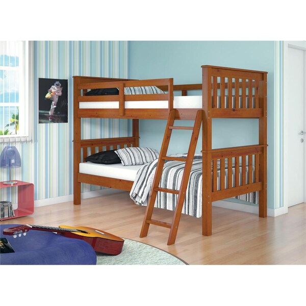 Pivot Direct Twin Size Mission Bunk Bed With Tilt Ladder - Light Espresso - PD_120_1E_TT