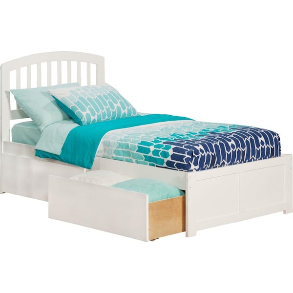 Atlantic Furniture Richmond Flat Panel Foot Board with Urban Bed Drawers, White - Twin Extra Large - AR8812112