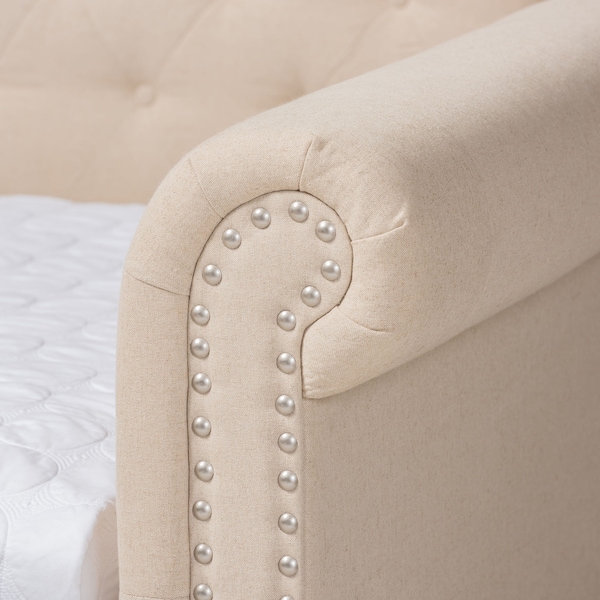 Baxton Studio Mabelle Beige Upholstered Full Size Daybed with Trundle - 154-9481