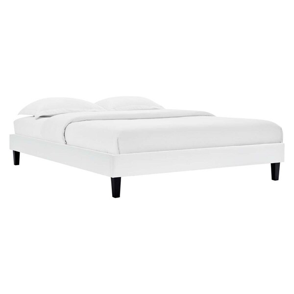 Modway Furniture Reign Performance Velvet Platform Bed Frame, White - Queen Size - MOD-6266-WHI