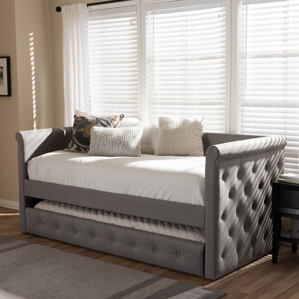 Baxton Studio Alena Modern Light Grey Daybed with Trundle - 135-7434