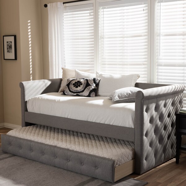 Baxton Studio Alena Modern Light Grey Daybed with Trundle - 135-7434