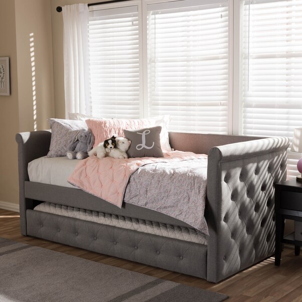 Baxton Studio Alena Modern Light Grey Daybed with Trundle - 135-7434