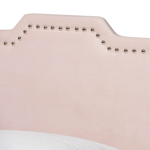 Baxton Studio Benjen Modern and Contemporary Glam Light Pink Velvet Fabric Twin Size Panel Bed - 183-11262-ZORO