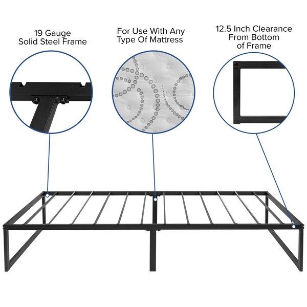 Flash Furniture Twin Platform Bed Frame and 12" Mattress Set - XU-BD10001-10PSM-T-GG
