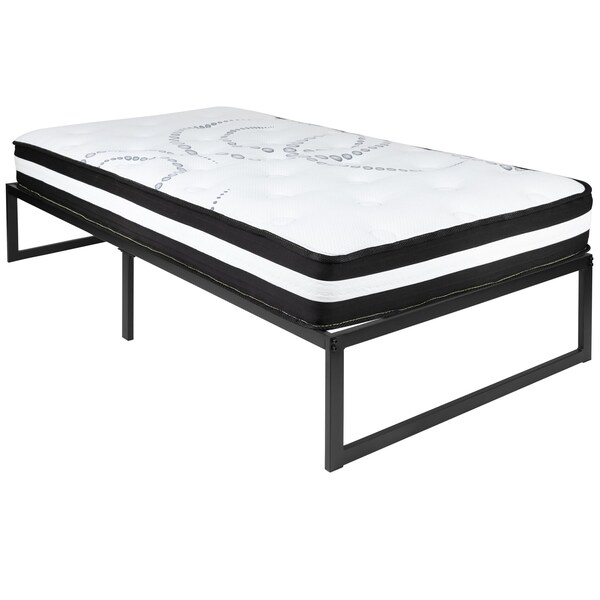 Flash Furniture Twin Platform Bed Frame and 12" Mattress Set - XU-BD10001-10PSM-T-GG