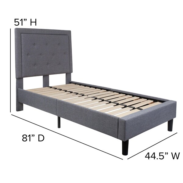 Flash Furniture Twin Size Lt. Gray Fabric Platform Bed w/ Mattress - SL-BM10-25-GG