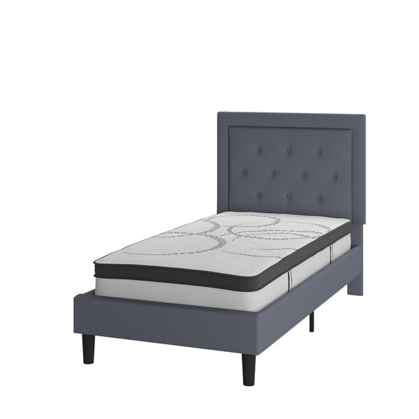 Flash Furniture Twin Size Lt. Gray Fabric Platform Bed w/ Mattress - SL-BM10-25-GG