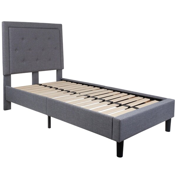 Flash Furniture Twin Size Lt. Gray Fabric Platform Bed w/ Mattress - SL-BM10-25-GG