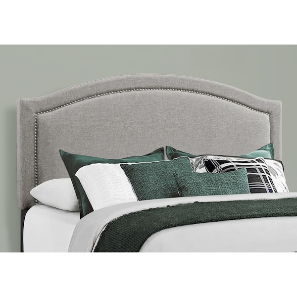 Homeroots 51.5 in. Solid WoodLinenMDF & Foam Queen Size Bed with a Chrome Trim - 333300