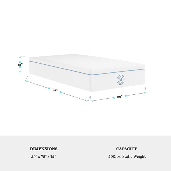 Martha Stewart SleepComplete 12 Inch Twin Medium Firm Hybrid Pocket Spring and Foam Dual-Action Cooling Mattress - CL-MODE1-12T-MS