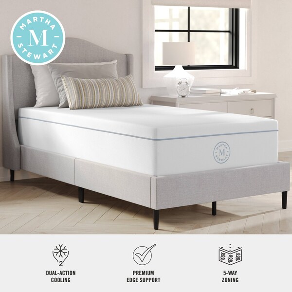 Martha Stewart SleepComplete 12 Inch Twin Medium Firm Hybrid Pocket Spring and Foam Dual-Action Cooling Mattress - CL-MODE1-12T-MS