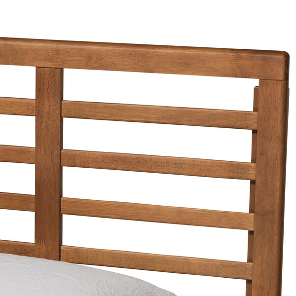 Baxton Studio Delia Mid-Century Modern Walnut Brown Finished Wood Twin Size Platform Bed - 188-11161-11158-ZORO