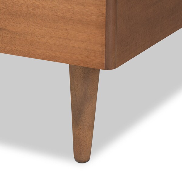 Baxton Studio Delia Mid-Century Modern Walnut Brown Finished Wood Twin Size Platform Bed - 188-11161-11158-ZORO