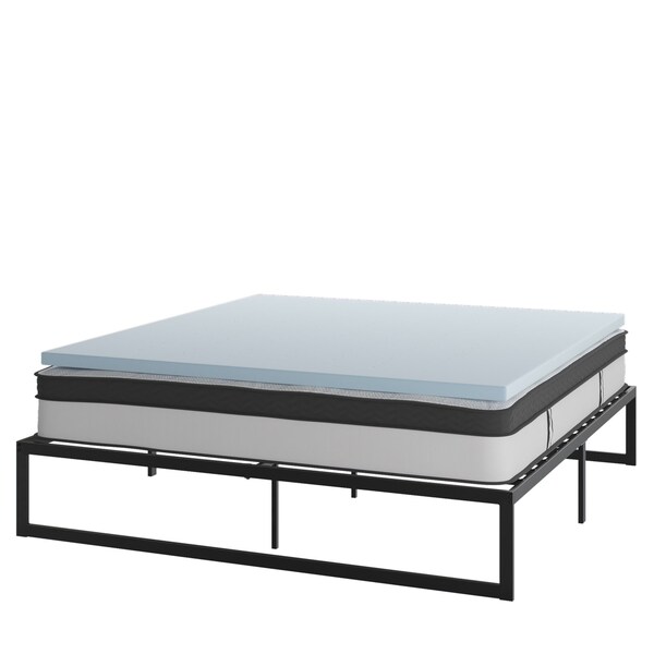 Flash Furniture 12" King Mattress, 14" Bed frame & 3" Topper Set - XU-BD10-12PSM2M35-K-GG