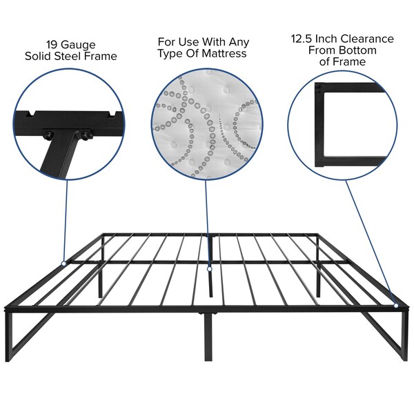 Flash Furniture 12" King Mattress, 14" Bed frame & 3" Topper Set - XU-BD10-12PSM2M35-K-GG