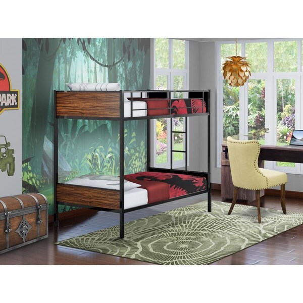 East West Furniture Lynfield Twin Size Bunk Bed - Powder Coating Black - LYT0BLK