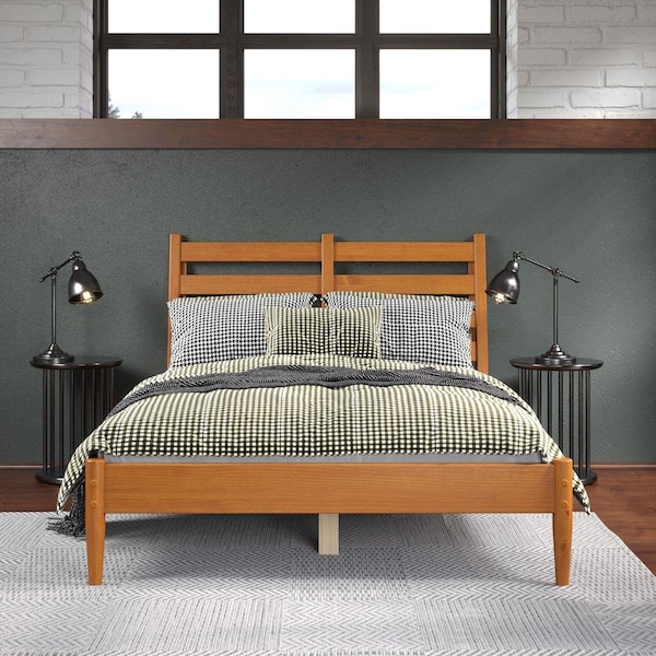 Ecoflex Furniture Mid-Century Slat Bed, Castanho - Full Size - MD3209