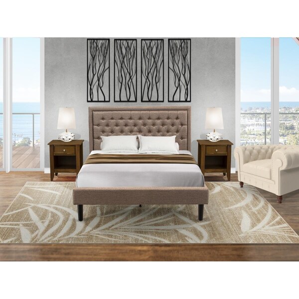 East West Furniture 3 Piece Kendall Queen Size Bedroom Set - Black - KD16Q-2GA08