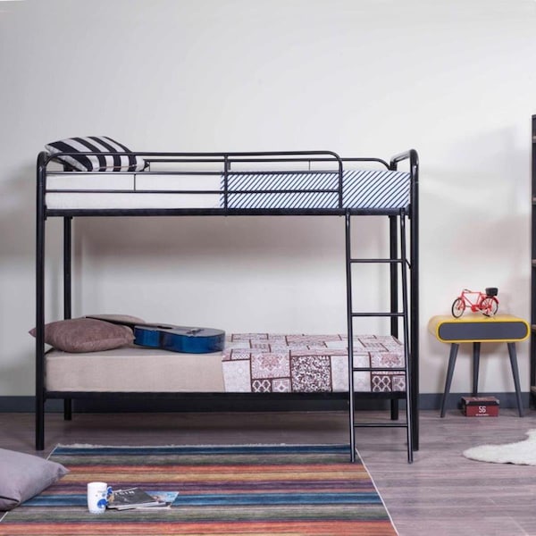 Better Home Products Twin Over Metal Bunk Bed, Black - Twin Size - TURKEY-BUNK-BED-33-33-BLK