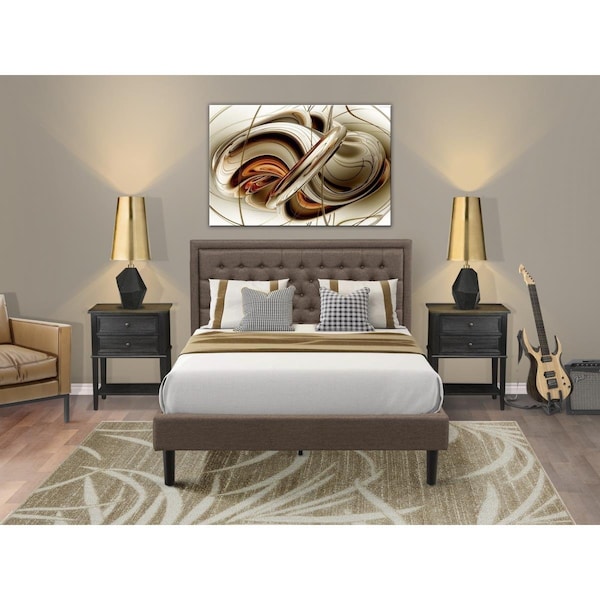 East West Furniture 3 Piece Kendall Queen Size Bedroom Set - Black - KD18Q-2VL06