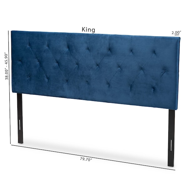 Baxton Studio Felix ModernNavy Blue Velvet Upholstered Headboard-King - 198-12409-ZORO